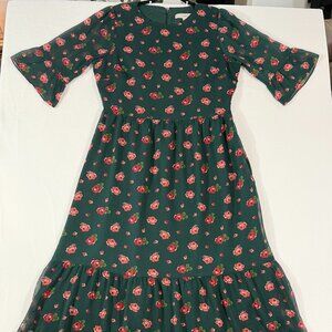 LOFT Floral Maxi Dress | Size 6 | Sheer 3/4 Sleeve Zipper Back